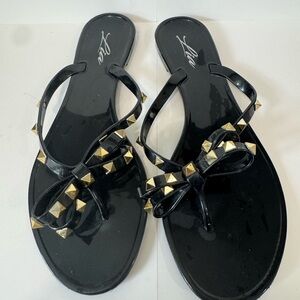 Lia Black and Gold Studded Women's Flats size 10.5